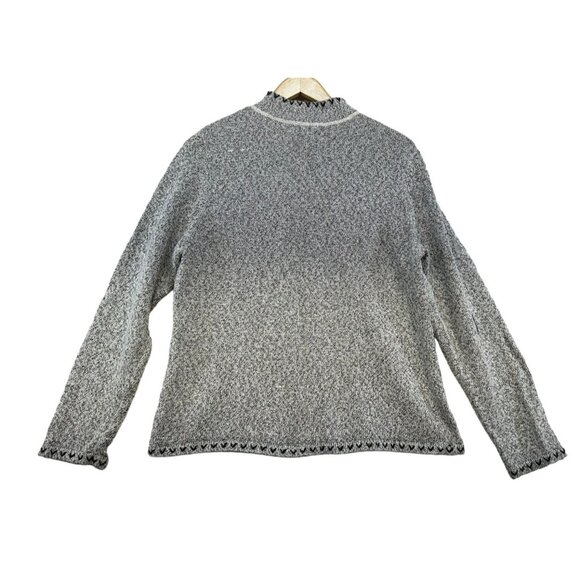 CJ Banks Womens Hand Embroidered Sweater Size X Gray Wool Blend 1/4 Zip - Picture 10 of 13